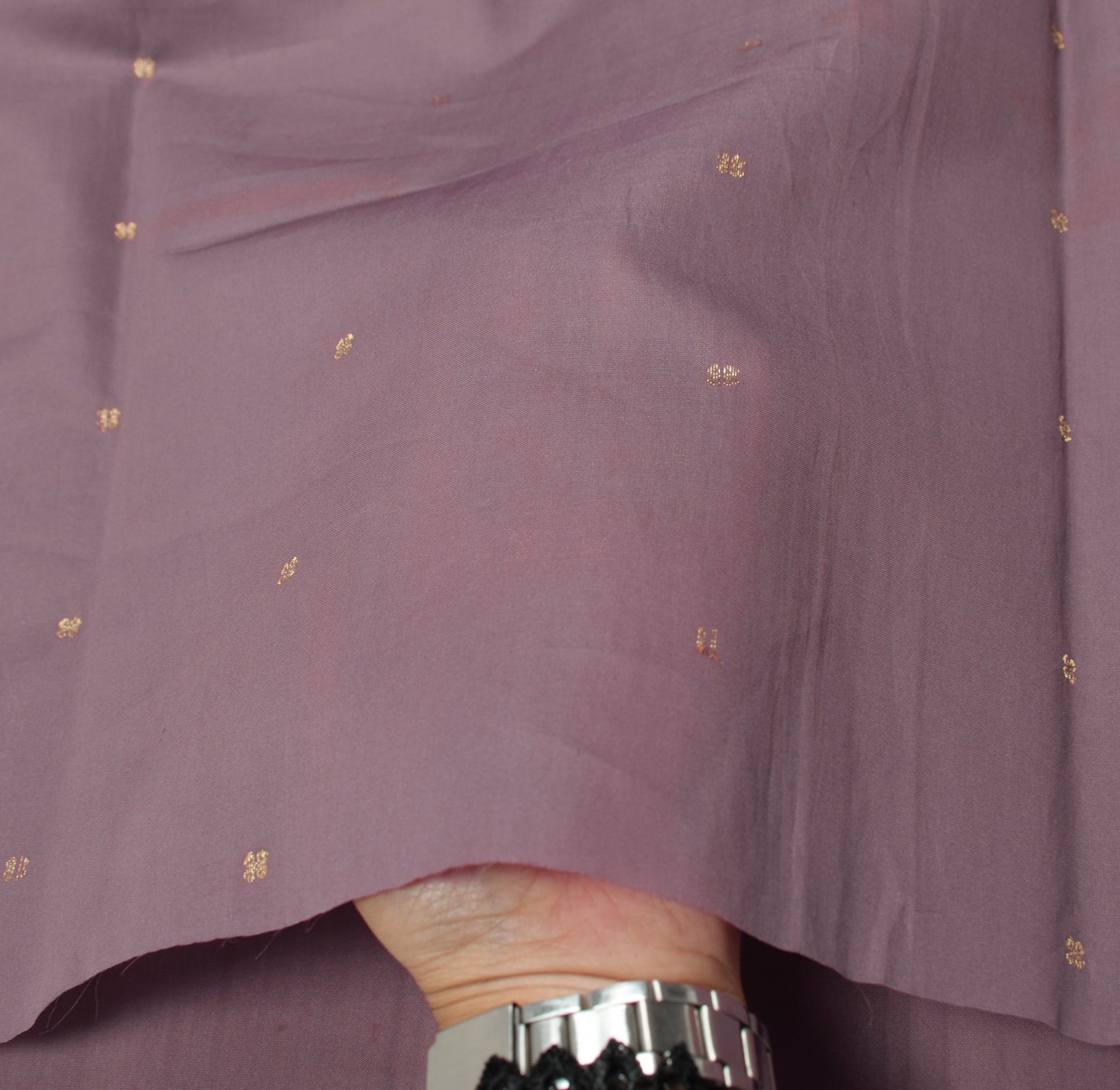 Sushila Vintage Mauve Art Silk Sari Remnant Scrap Zari Woven Soft Craft Fabric