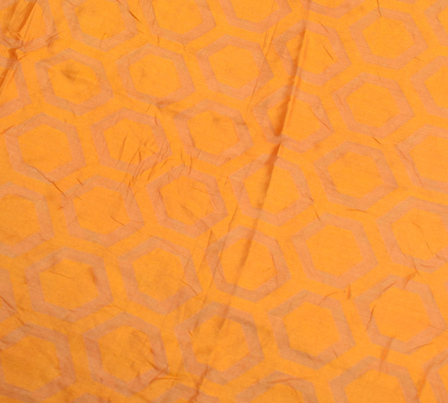 Sushila Vintage Pure Tussar Silk Sari Remnant Scrap Woven Yellow Craft Fabric