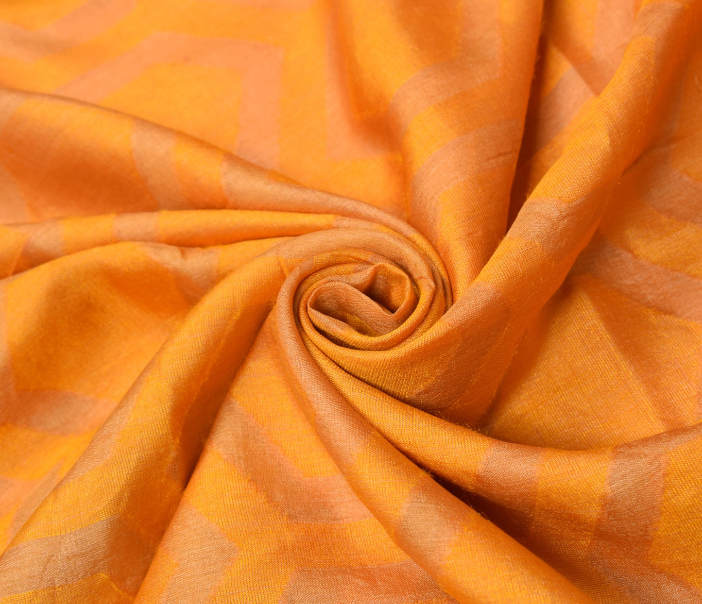 Sushila Vintage Pure Tussar Silk Sari Remnant Scrap Woven Yellow Craft Fabric