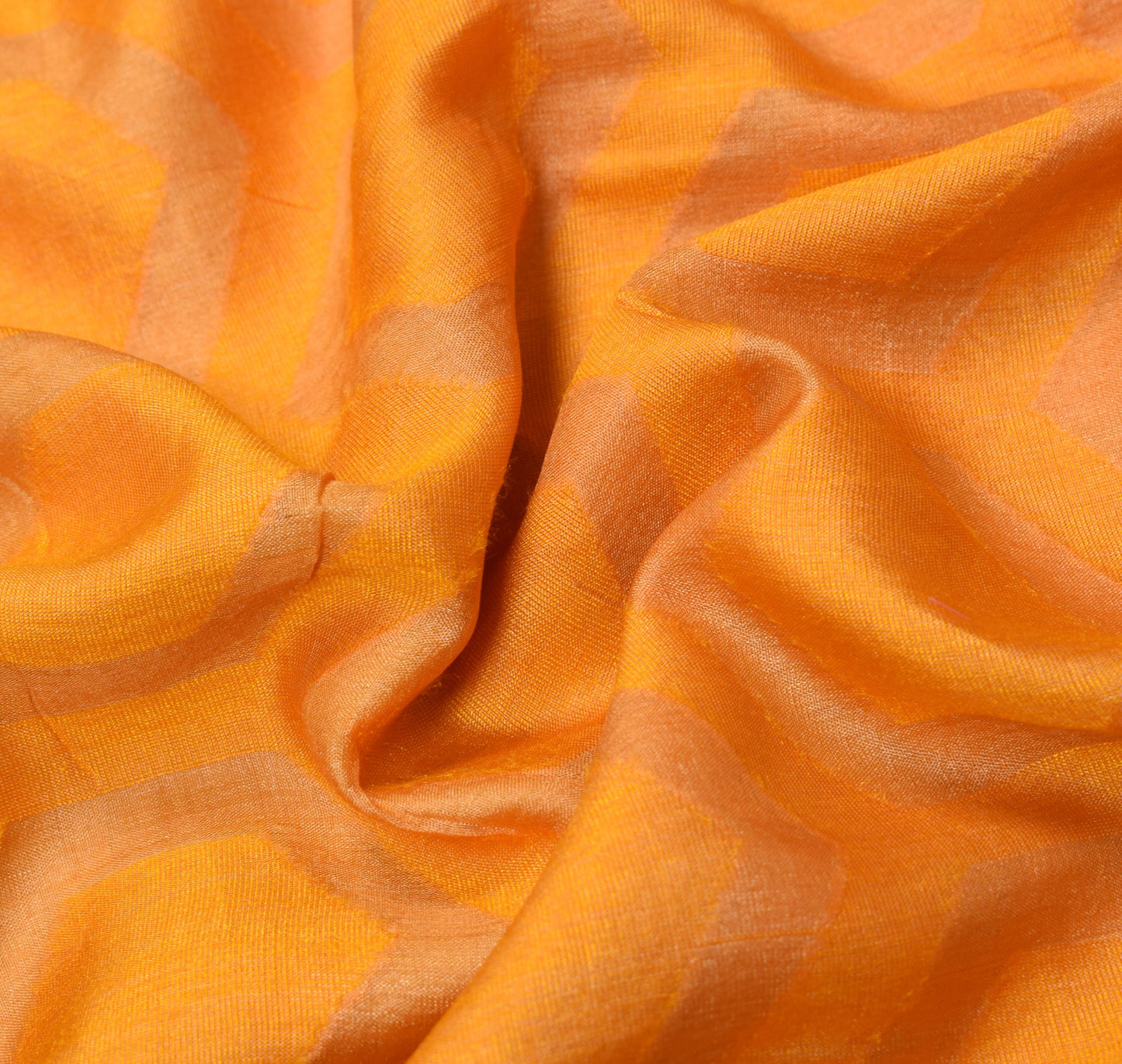 Sushila Vintage Pure Tussar Silk Sari Remnant Scrap Woven Yellow Craft Fabric
