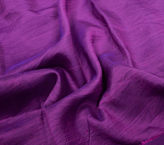Sushila Vintage Pure Silk Sari Remnant Scrap Magenta Blue Dual Tone Craft Fabric
