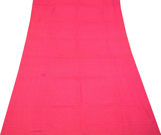 Sushila Vintage Fuchsia Pink Sari Remnant Scrap Pure Silk Woven Craft Fabric