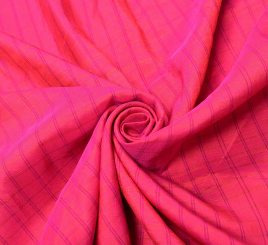 Sushila Vintage Fuchsia Pink Sari Remnant Scrap Pure Silk Woven Craft Fabric