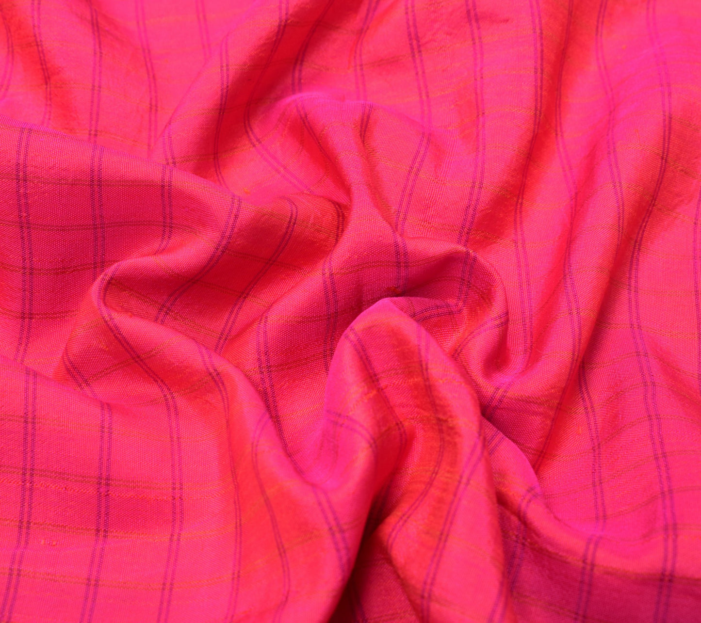 Sushila Vintage Fuchsia Pink Sari Remnant Scrap Pure Silk Woven Craft Fabric