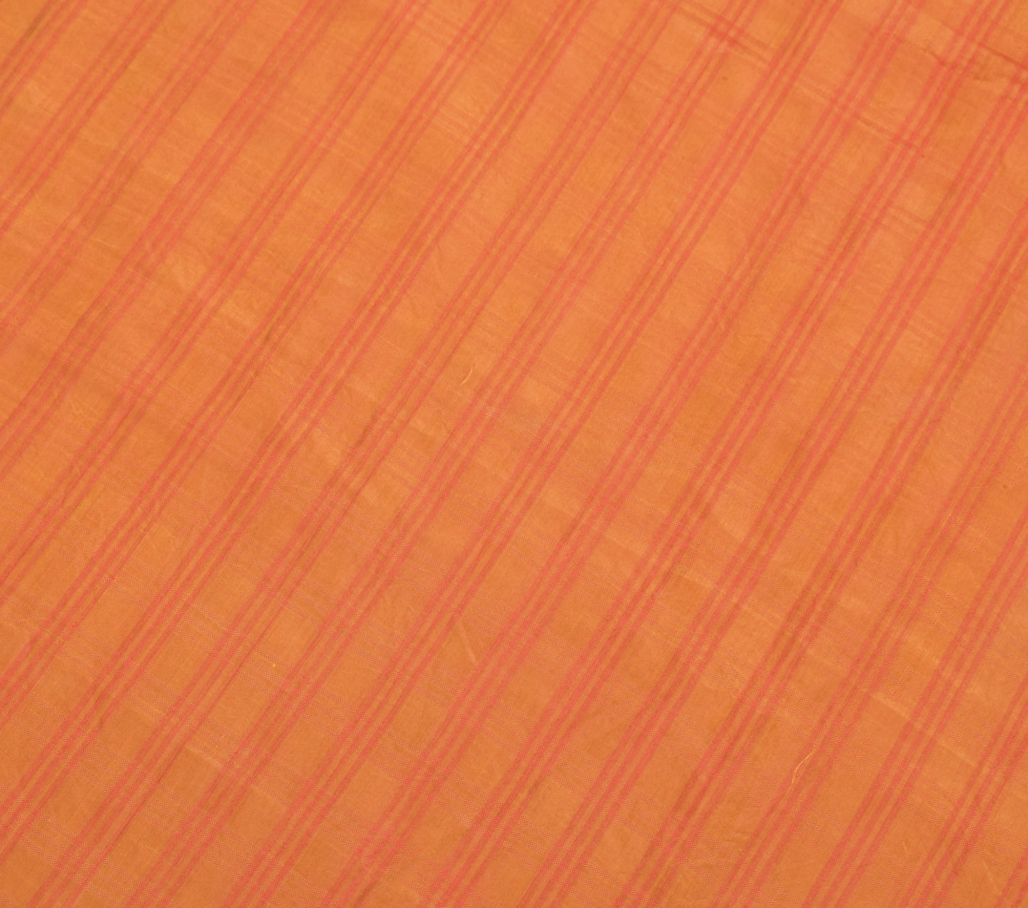 Sushila Vintage Mustard Checks Woven Sari Remnant Scrap Pure Silk Craft Fabric