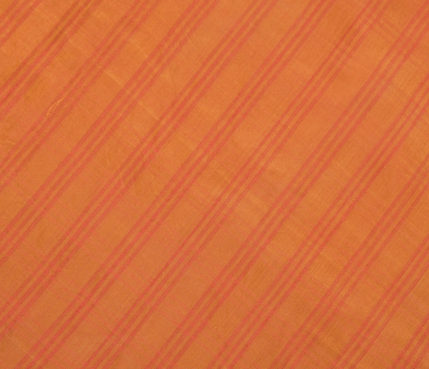 Sushila Vintage Mustard Checks Woven Sari Remnant Scrap Pure Silk Craft Fabric