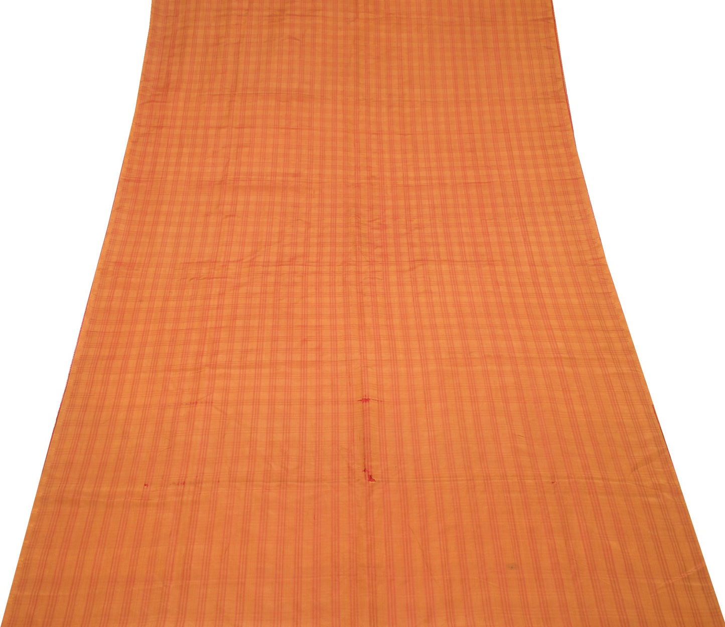 Sushila Vintage Mustard Checks Woven Sari Remnant Scrap Pure Silk Craft Fabric