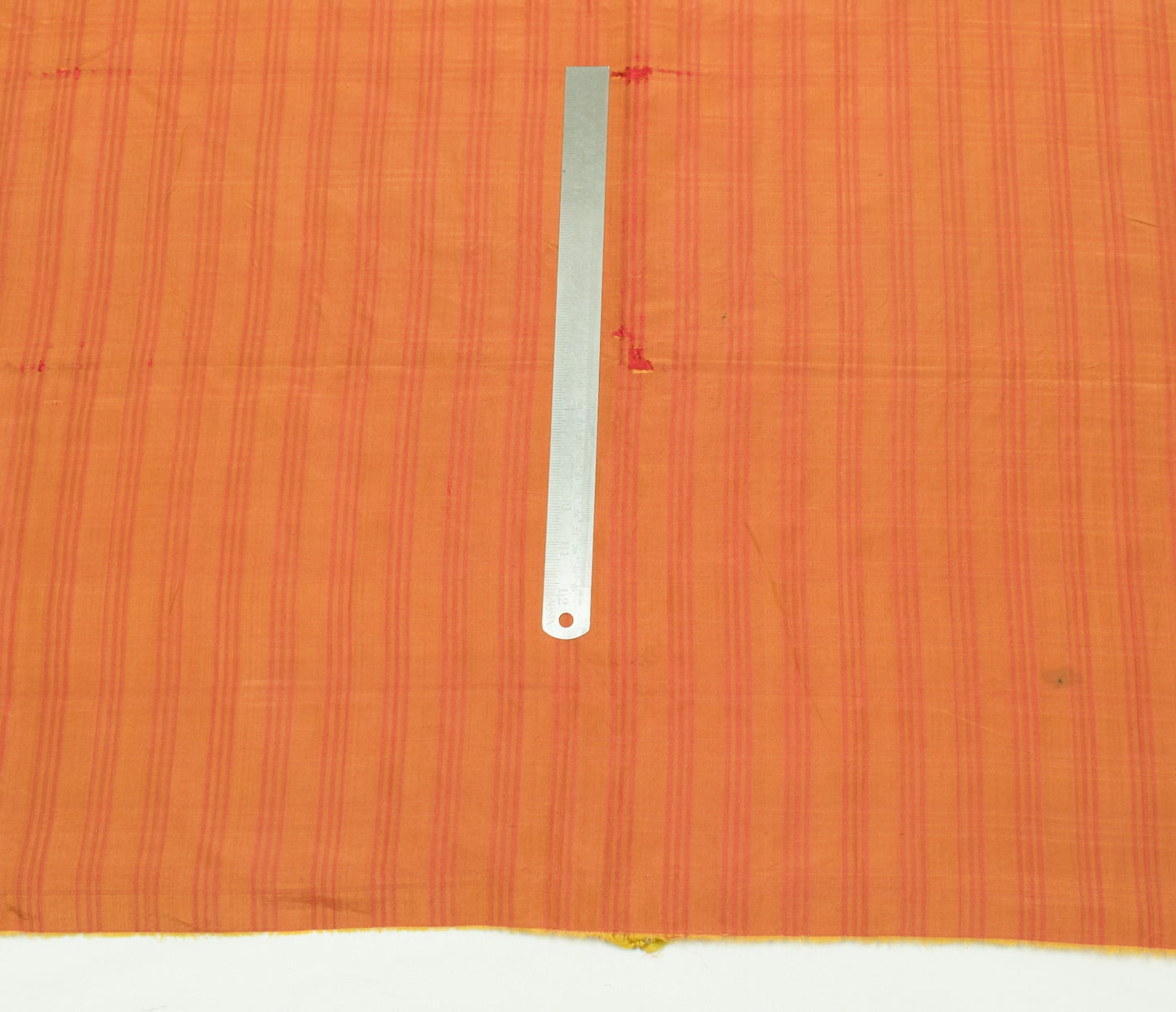 Sushila Vintage Mustard Checks Woven Sari Remnant Scrap Pure Silk Craft Fabric