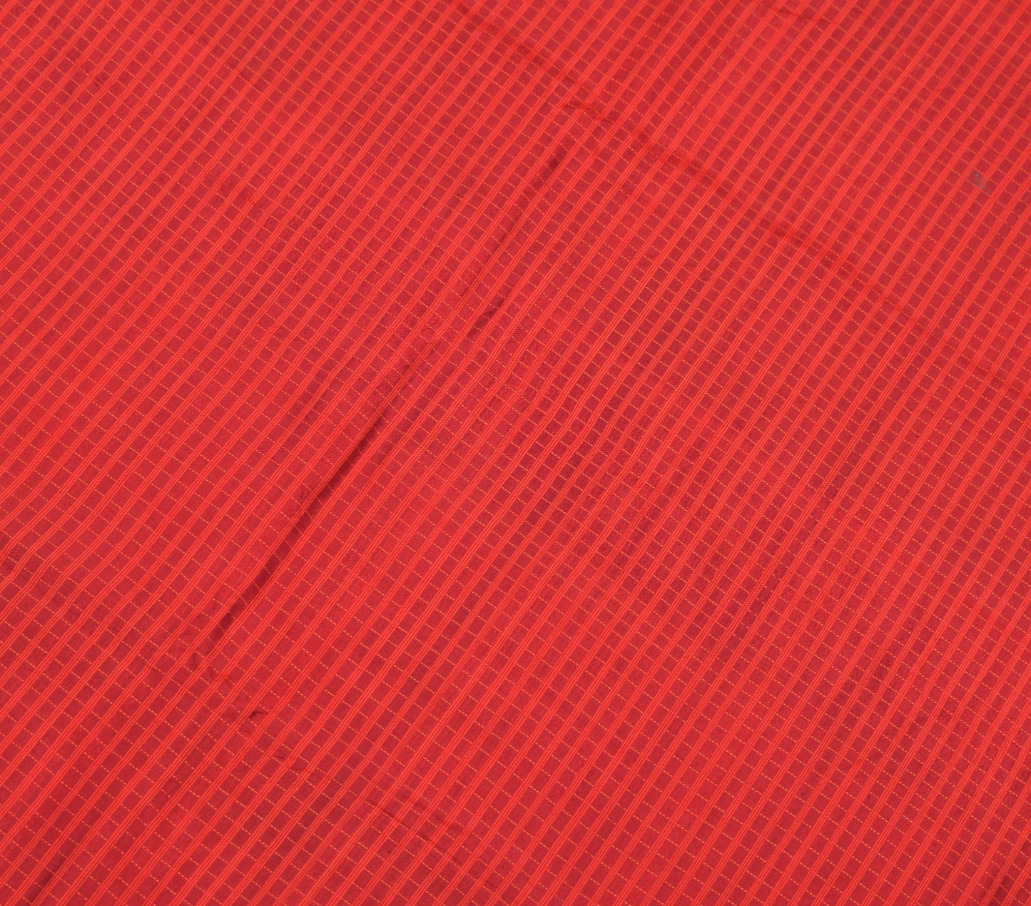 Sushila Vintage Red Stripe Sari Remnant Scrap Multi Hand Woven Silk Craft Fabric