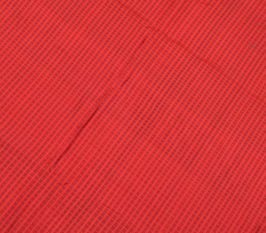 Sushila Vintage Red Stripe Sari Remnant Scrap Multi Hand Woven Silk Craft Fabric