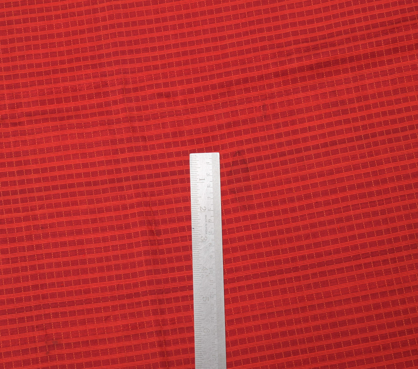 Sushila Vintage Red Stripe Sari Remnant Scrap Multi Hand Woven Silk Craft Fabric