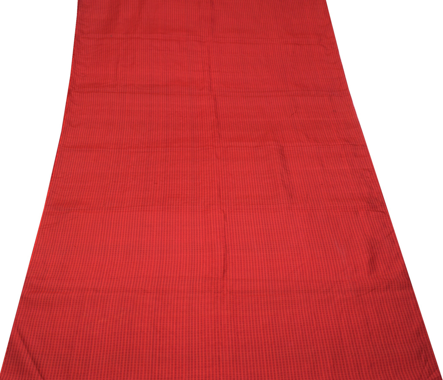 Sushila Vintage Red Stripe Sari Remnant Scrap Multi Hand Woven Silk Craft Fabric