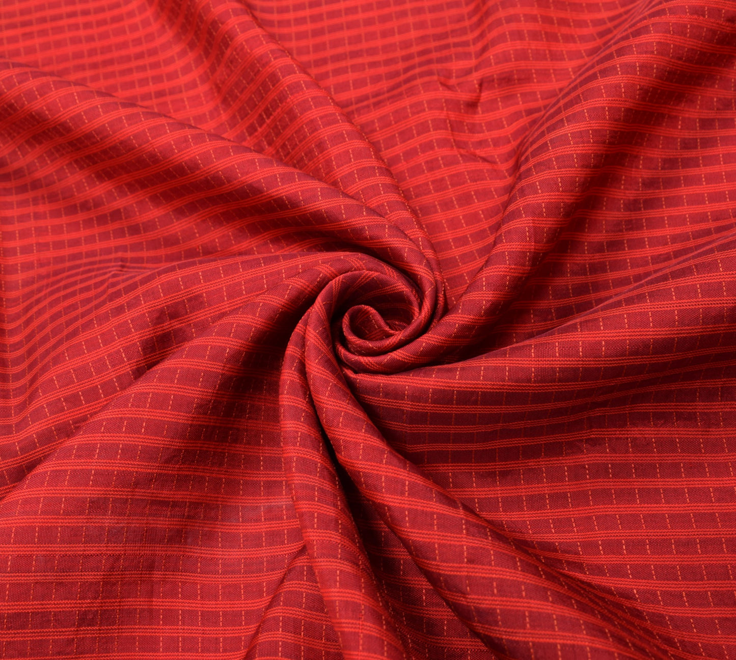 Sushila Vintage Red Stripe Sari Remnant Scrap Multi Hand Woven Silk Craft Fabric