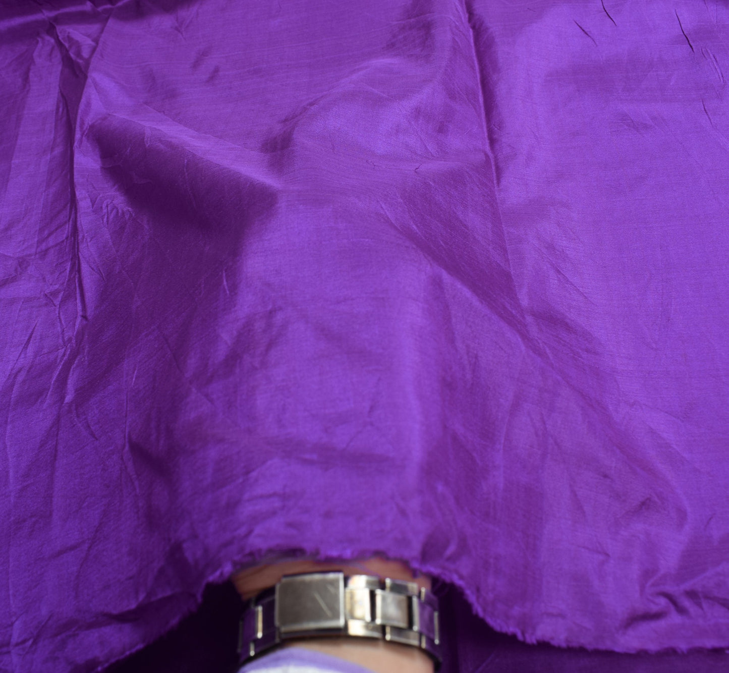 Sushila Vintage Purple Sari Remnant Scrap Pure Silk Multi Purpose Craft Fabric