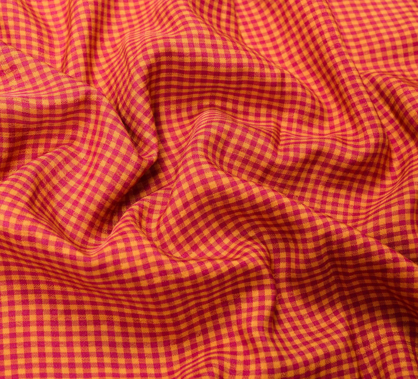 Sushila Vintage Pure Silk Sari Remnant Scrap Yellow Magenta Woven Craft Fabric