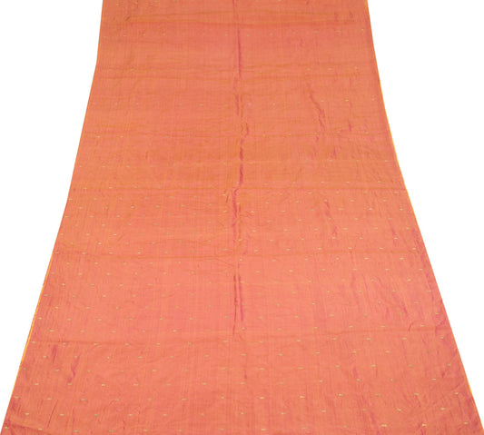 Sushila Vintage Pure Silk Sari Remnant Scrap Purple Yellow DualTone Craft Fabric