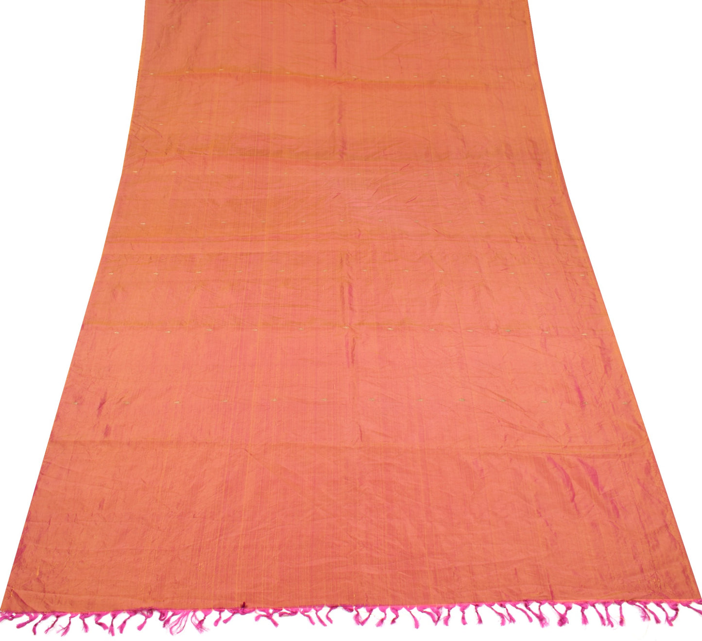 Sushila Vintage Pure Silk Sari Remnant Scrap Purple Yellow DualTone Craft Fabric