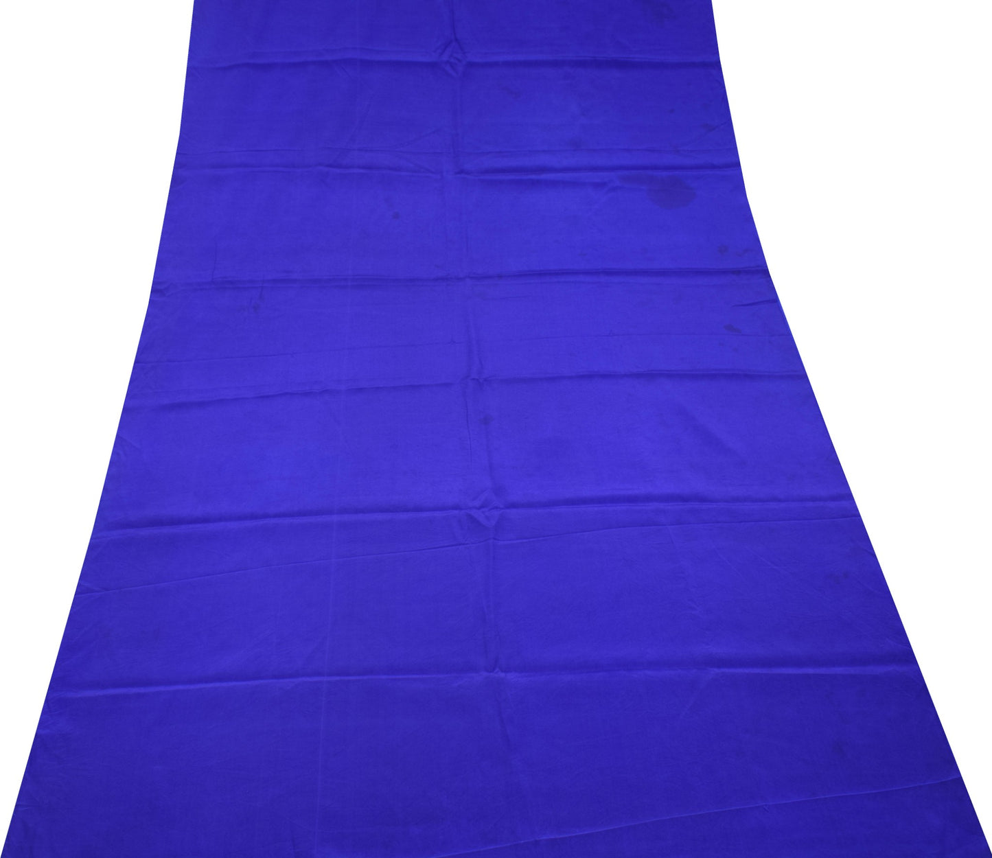 Sushila Vintage Blue Sari Remnant Scrap Pure Crepe Silk Soft Plain Craft Fabric