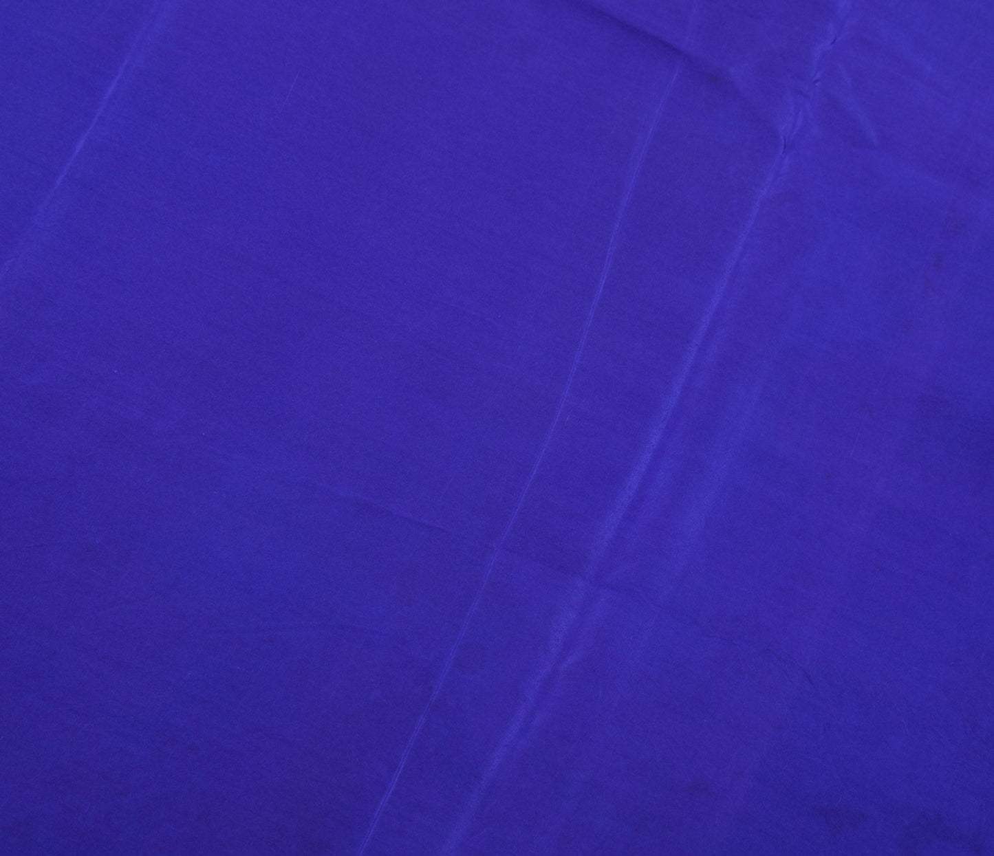 Sushila Vintage Blue Sari Remnant Scrap Pure Crepe Silk Soft Plain Craft Fabric