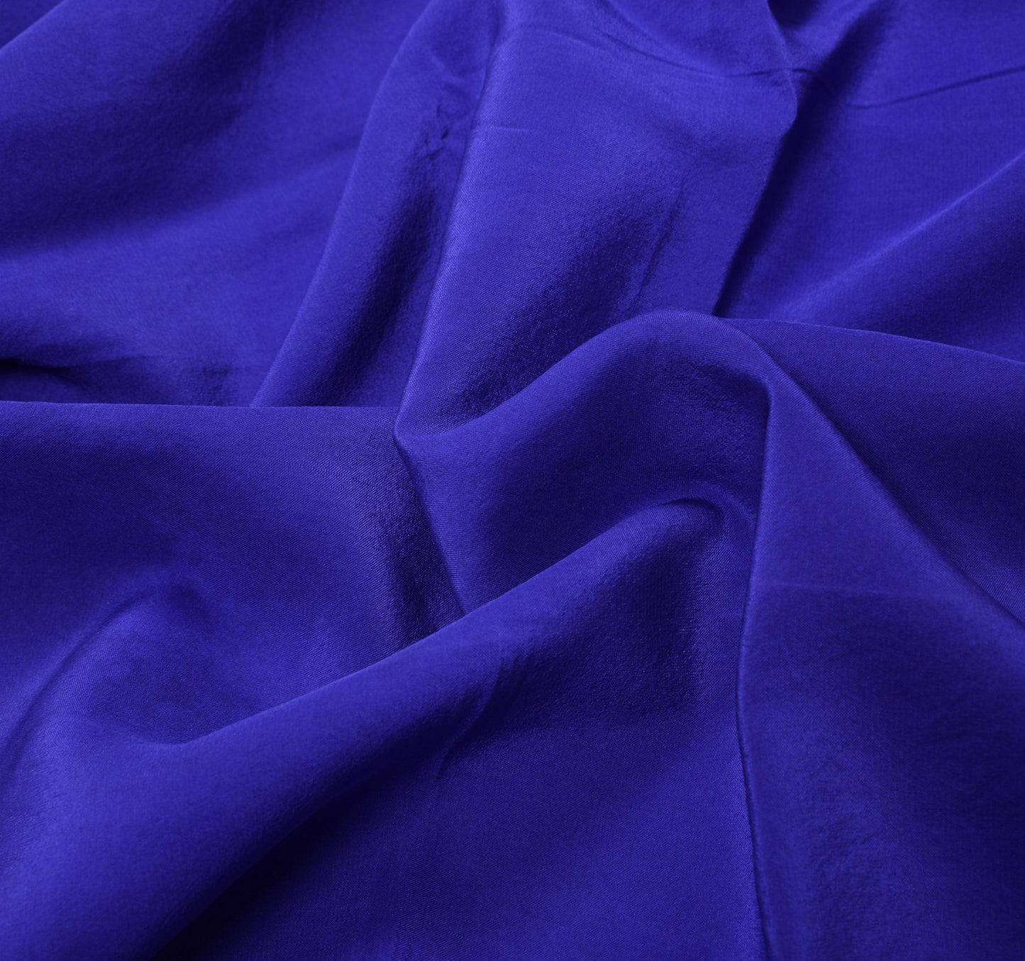 Sushila Vintage Blue Sari Remnant Scrap Pure Crepe Silk Soft Plain Craft Fabric