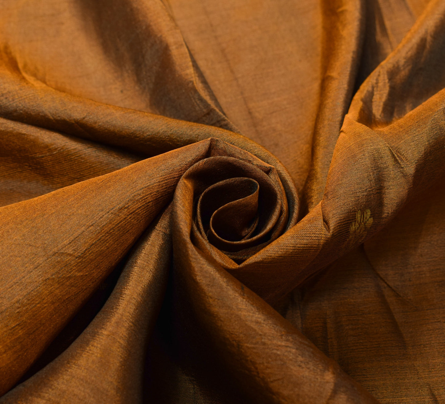 Sushila Vintage Orange Sari Remnant Scrap Woven Pure Silk Floral Craft Fabric