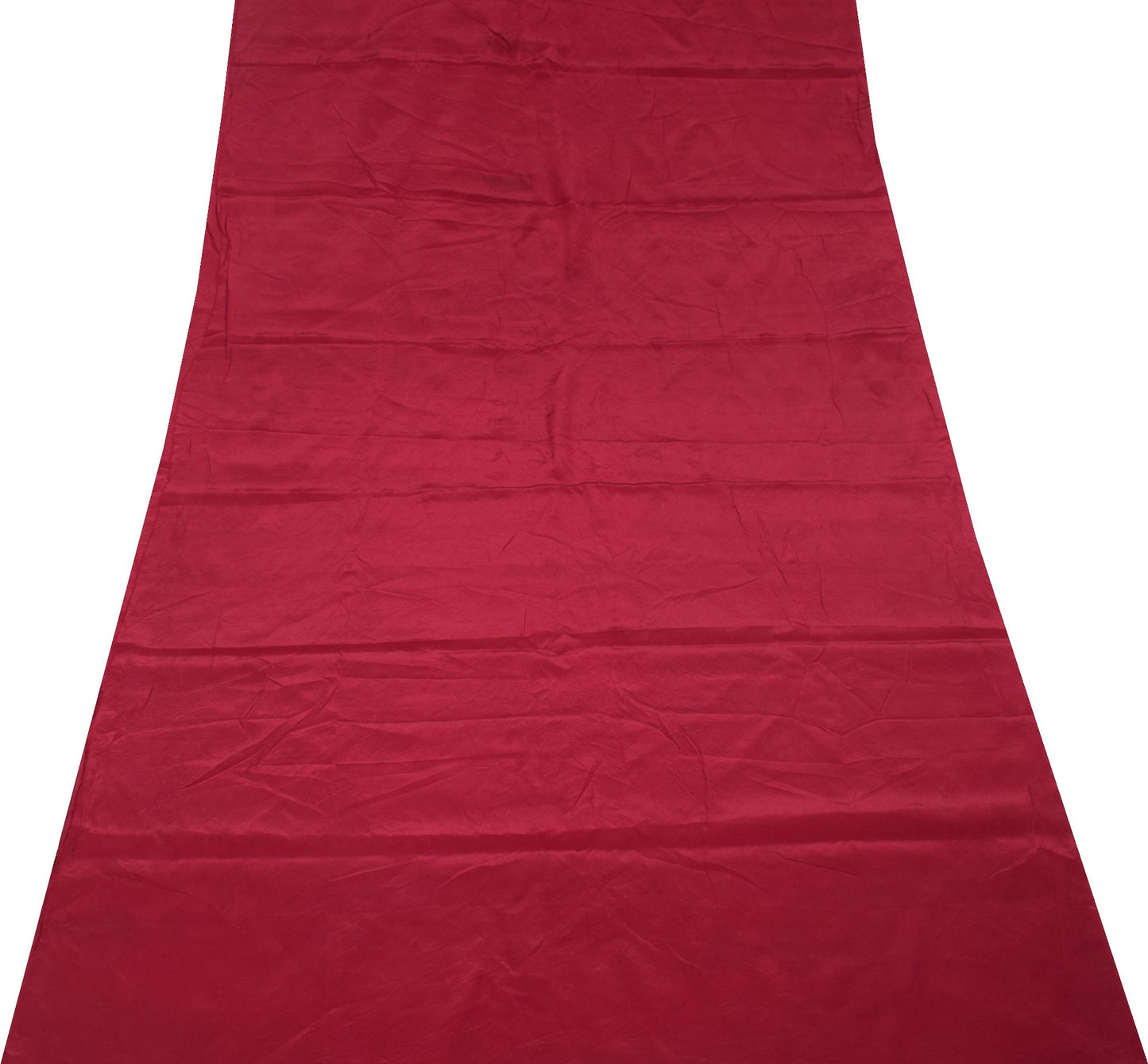 Sushila Vintage Maroon Sari Remnant Scrap Pure CrepeSilk Soft Plain Craft Fabric