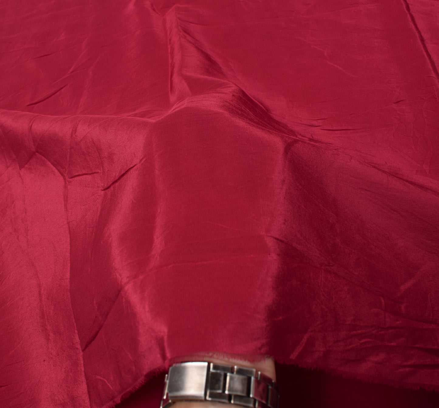 Sushila Vintage Maroon Sari Remnant Scrap Pure CrepeSilk Soft Plain Craft Fabric