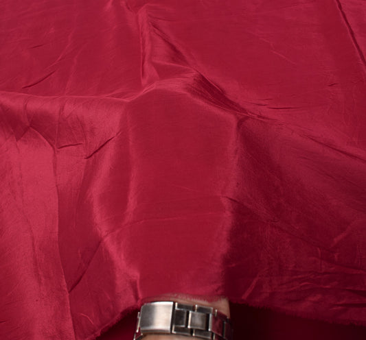 Sushila Vintage Maroon Sari Remnant Scrap Pure CrepeSilk Soft Plain Craft Fabric