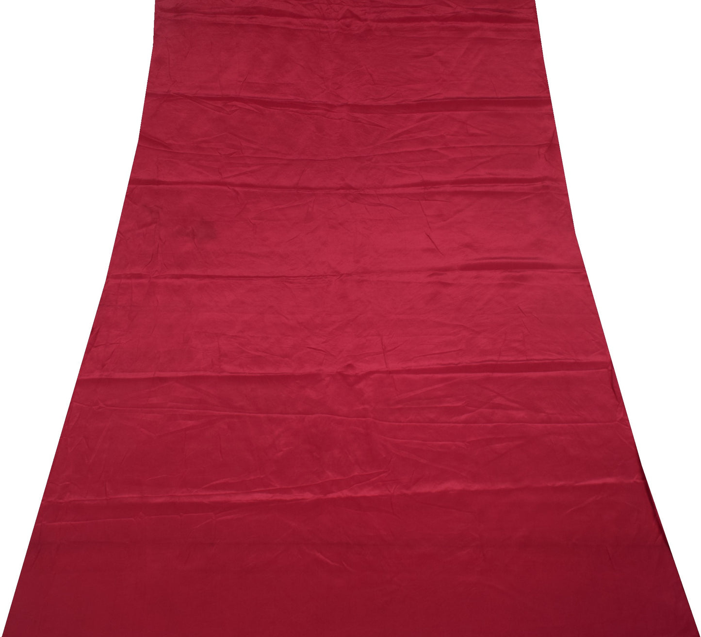 Sushila Vintage Maroon Sari Remnant Scrap Pure CrepeSilk Soft Plain Craft Fabric