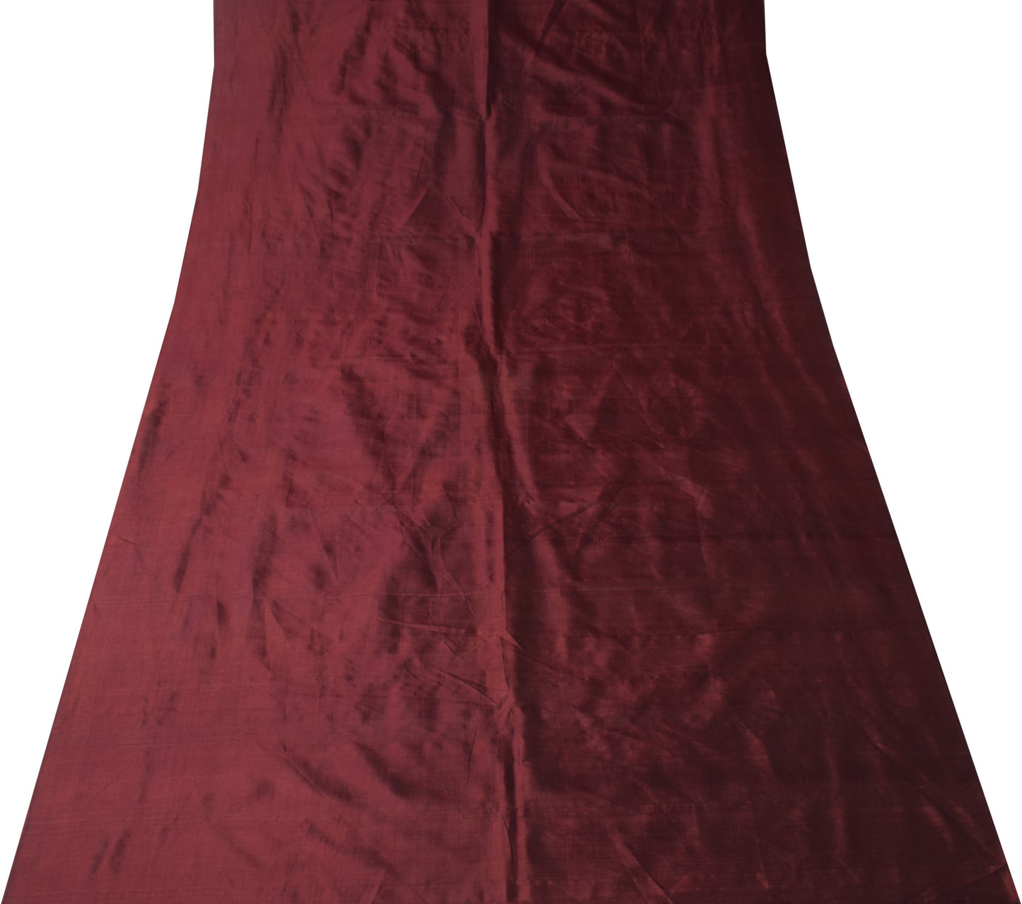 Sushila Vintage Maroon Sari Remnant Scrap Pure Silk Dual Toned Soft Craft Fabric