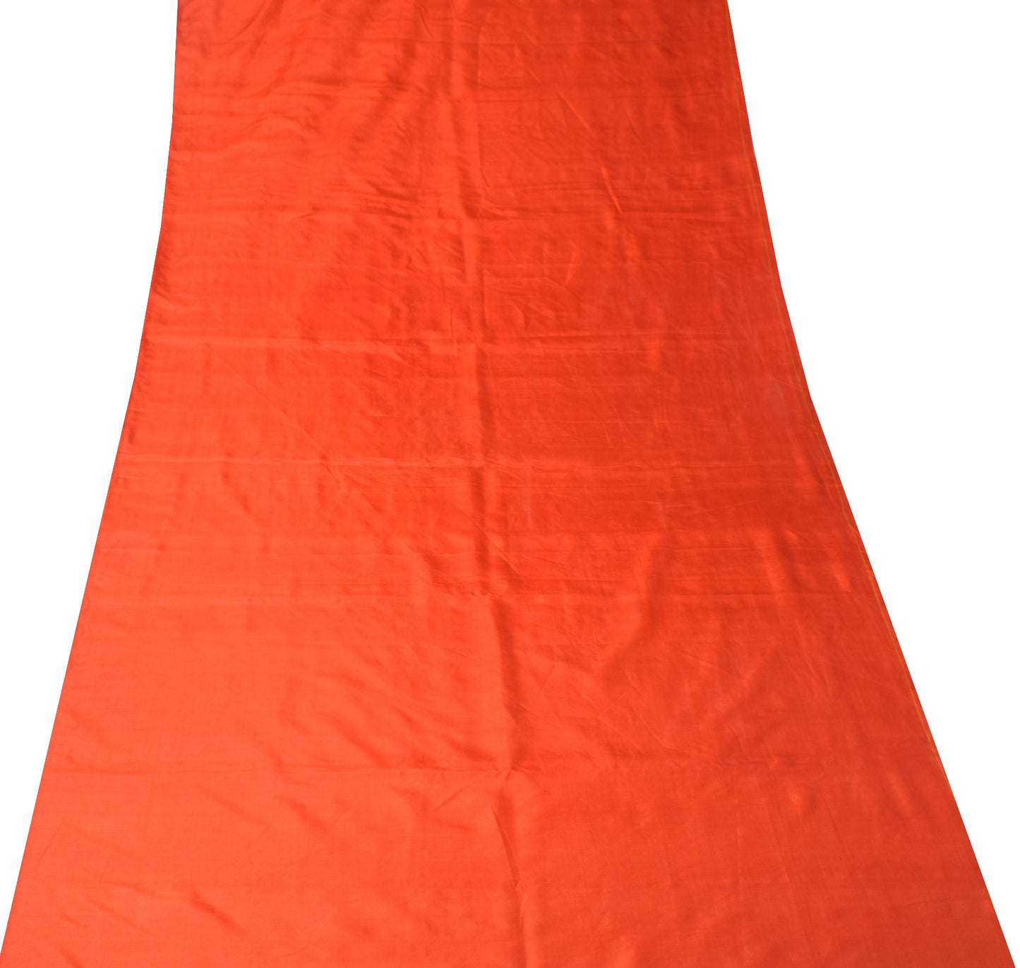 Sushila Vintage Sari Remnant Scrap Multi Purpose Pure Silk Orange Craft Fabric