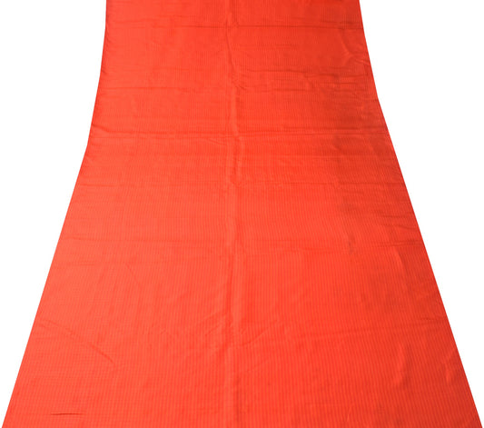 Sushila Vintage Pure Silk Sari Remnant Scrap Orange Hand woven Soft Craft Fabric