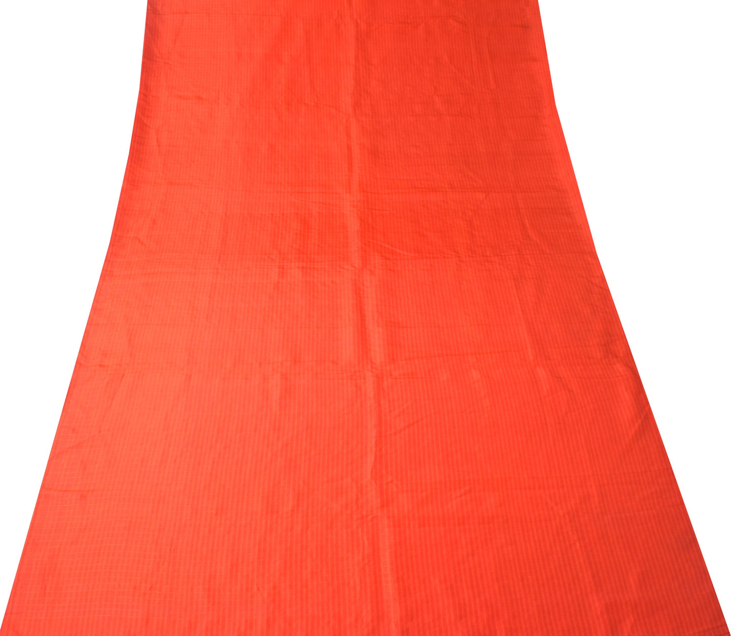 Sushila Vintage Pure Silk Sari Remnant Scrap Orange Hand woven Soft Craft Fabric