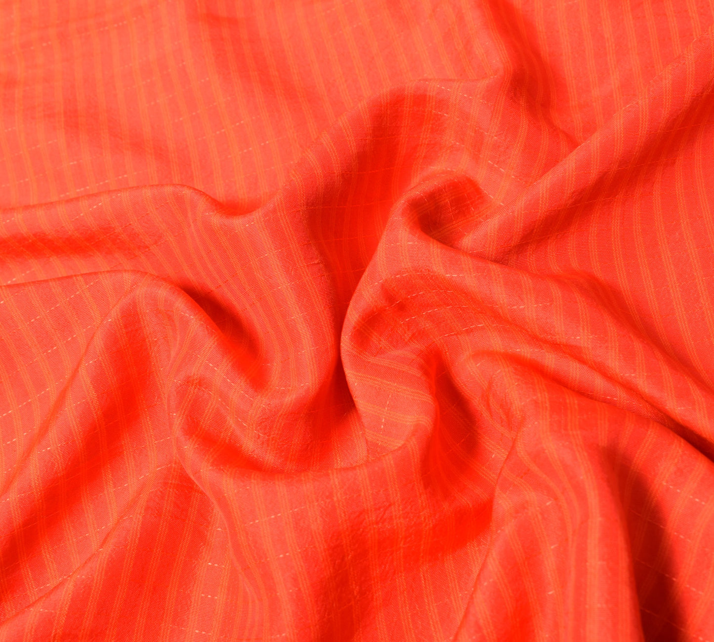Sushila Vintage Pure Silk Sari Remnant Scrap Orange Hand woven Soft Craft Fabric