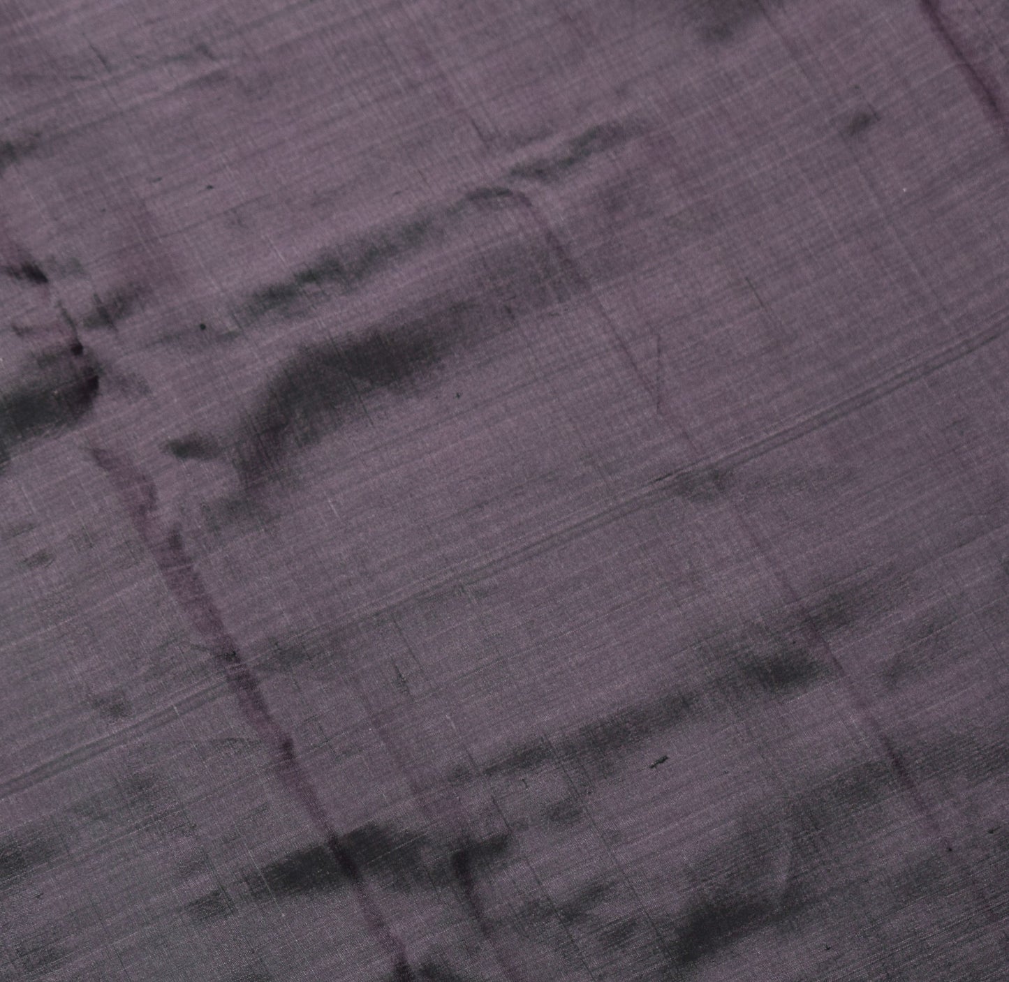 Sushila Vintage Dark Purple Sari Remnant Scrap Plain Pure Silk 5Yd Craft Fabric