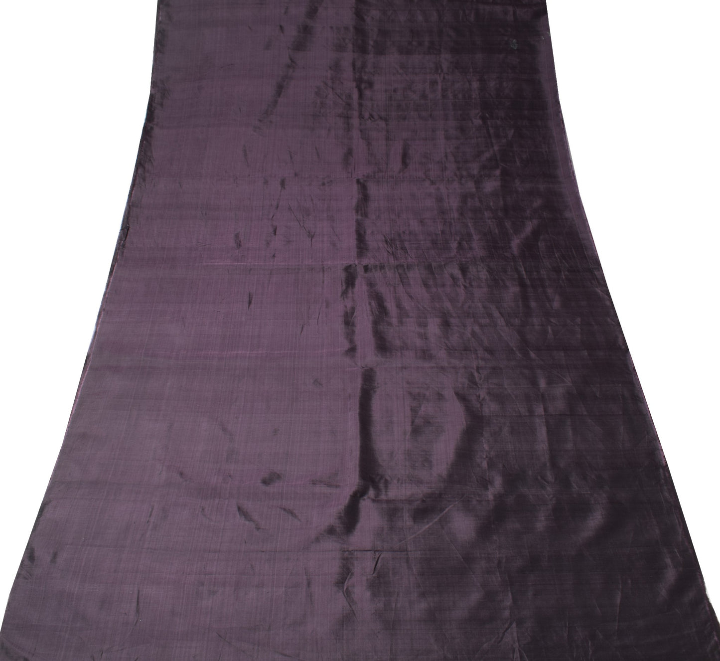 Sushila Vintage Dark Purple Sari Remnant Scrap Plain Pure Silk 5Yd Craft Fabric