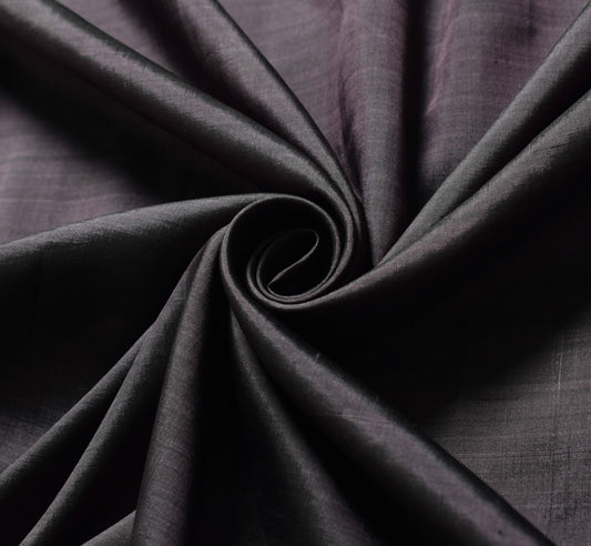 Sushila Vintage Dark Purple Sari Remnant Scrap Plain Pure Silk 5Yd Craft Fabric