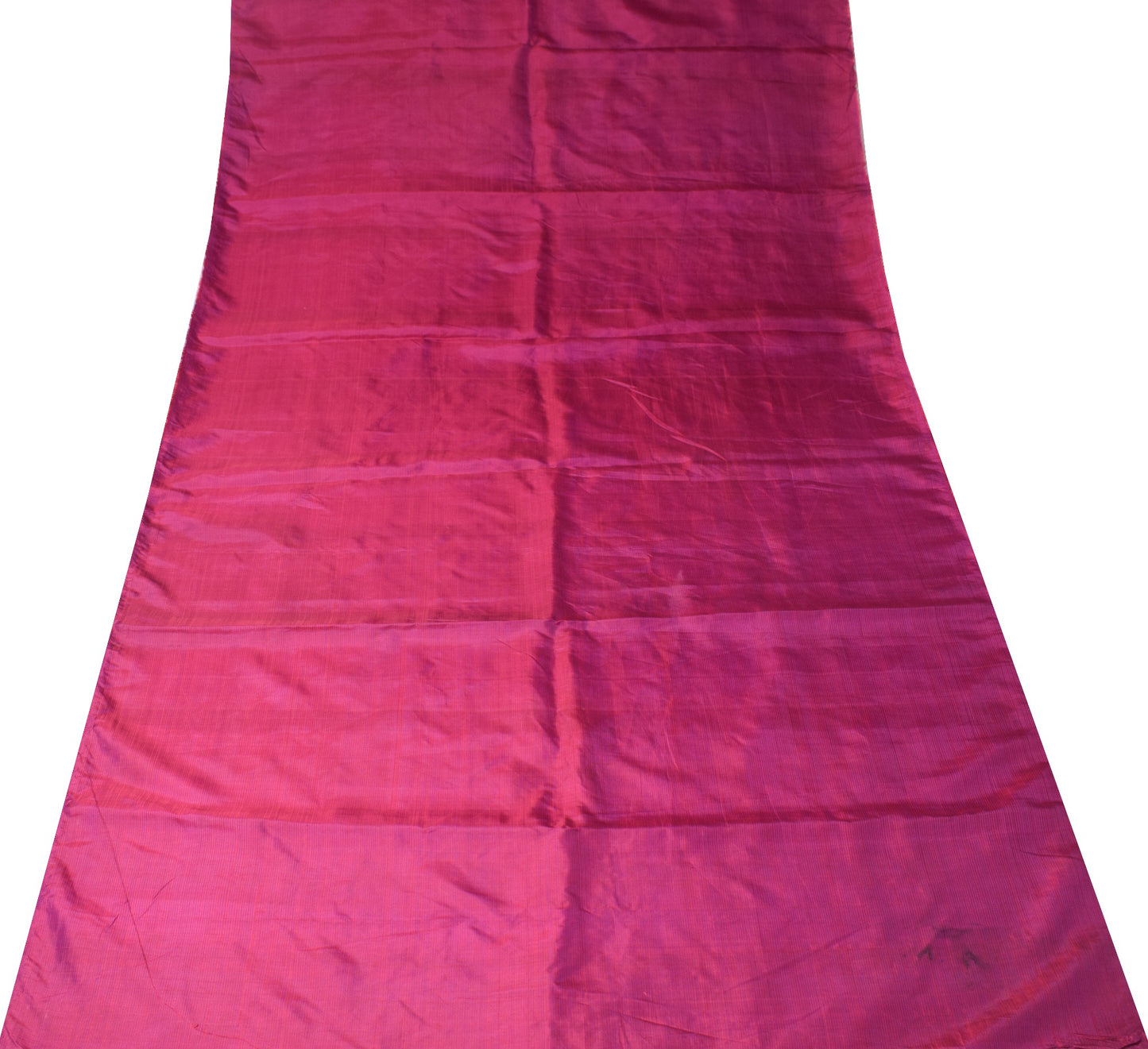 Sushila Vintage Pure Silk Sari Remnant Scrap Magenta Blue Stripes Craft Fabric