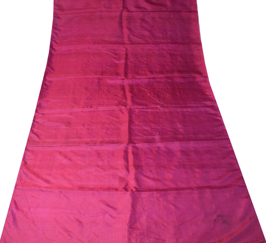 Sushila Vintage Pure Silk Sari Remnant Scrap Magenta Blue Stripes Craft Fabric