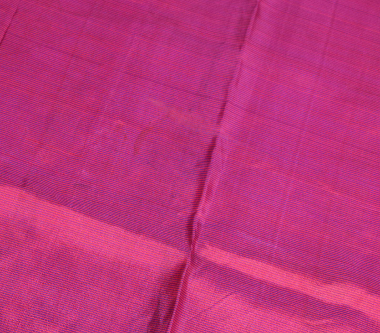 Sushila Vintage Pure Silk Sari Remnant Scrap Magenta Blue Stripes Craft Fabric