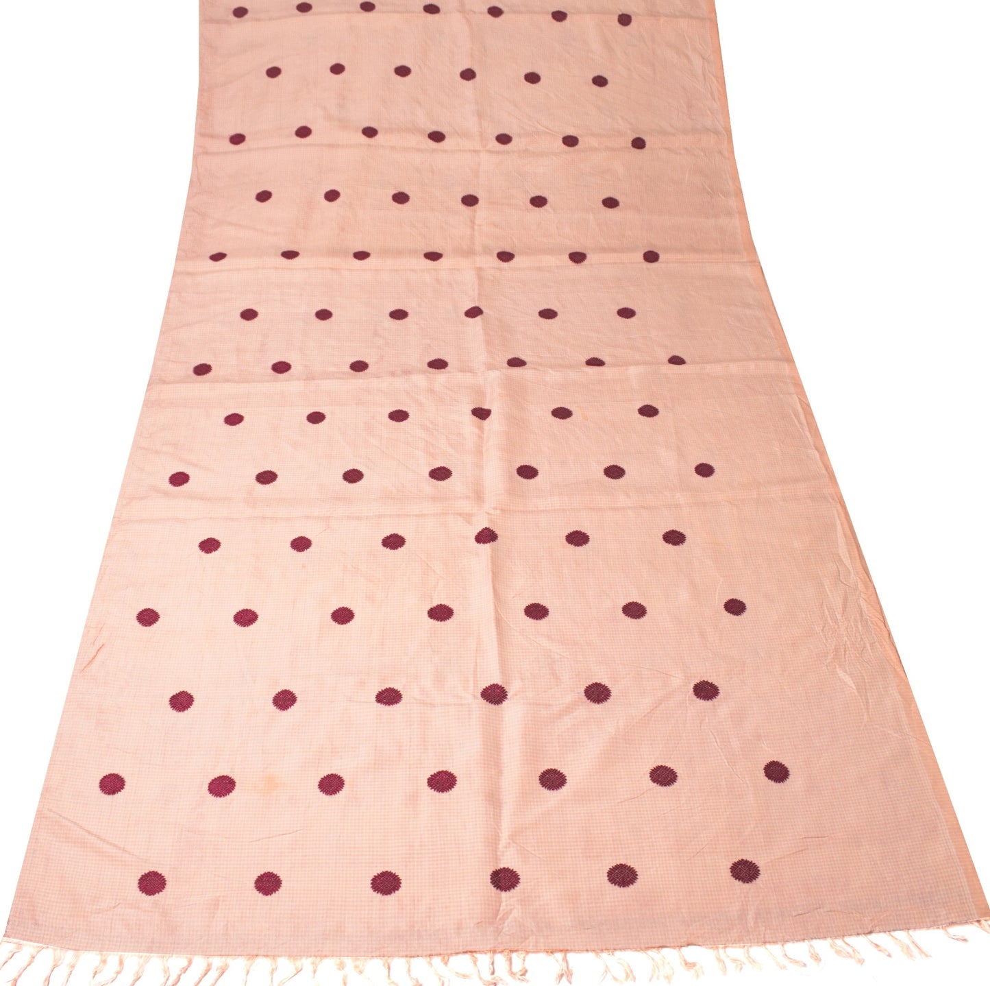 Sushila Vintage Pink Sari Remnant Scrap Hand Woven Phulkari Silk Craft Fabric
