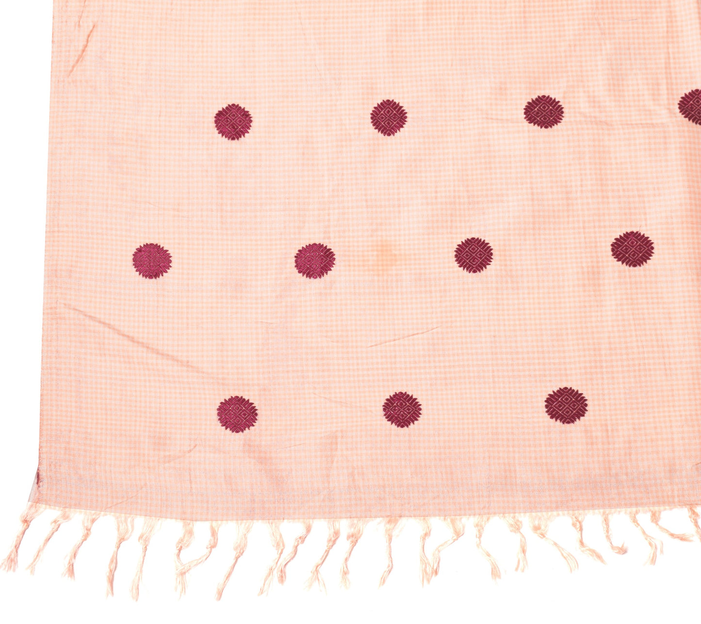 Sushila Vintage Pink Sari Remnant Scrap Hand Woven Phulkari Silk Craft Fabric
