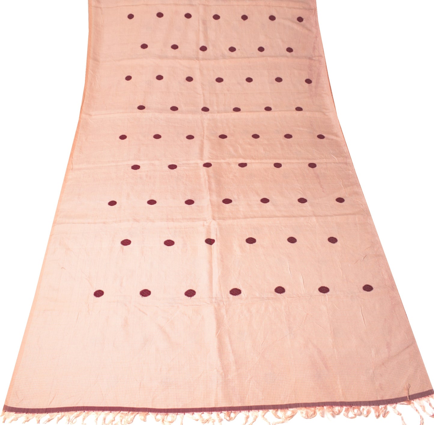 Sushila Vintage Pink Sari Remnant Scrap Hand Woven Phulkari Silk Craft Fabric