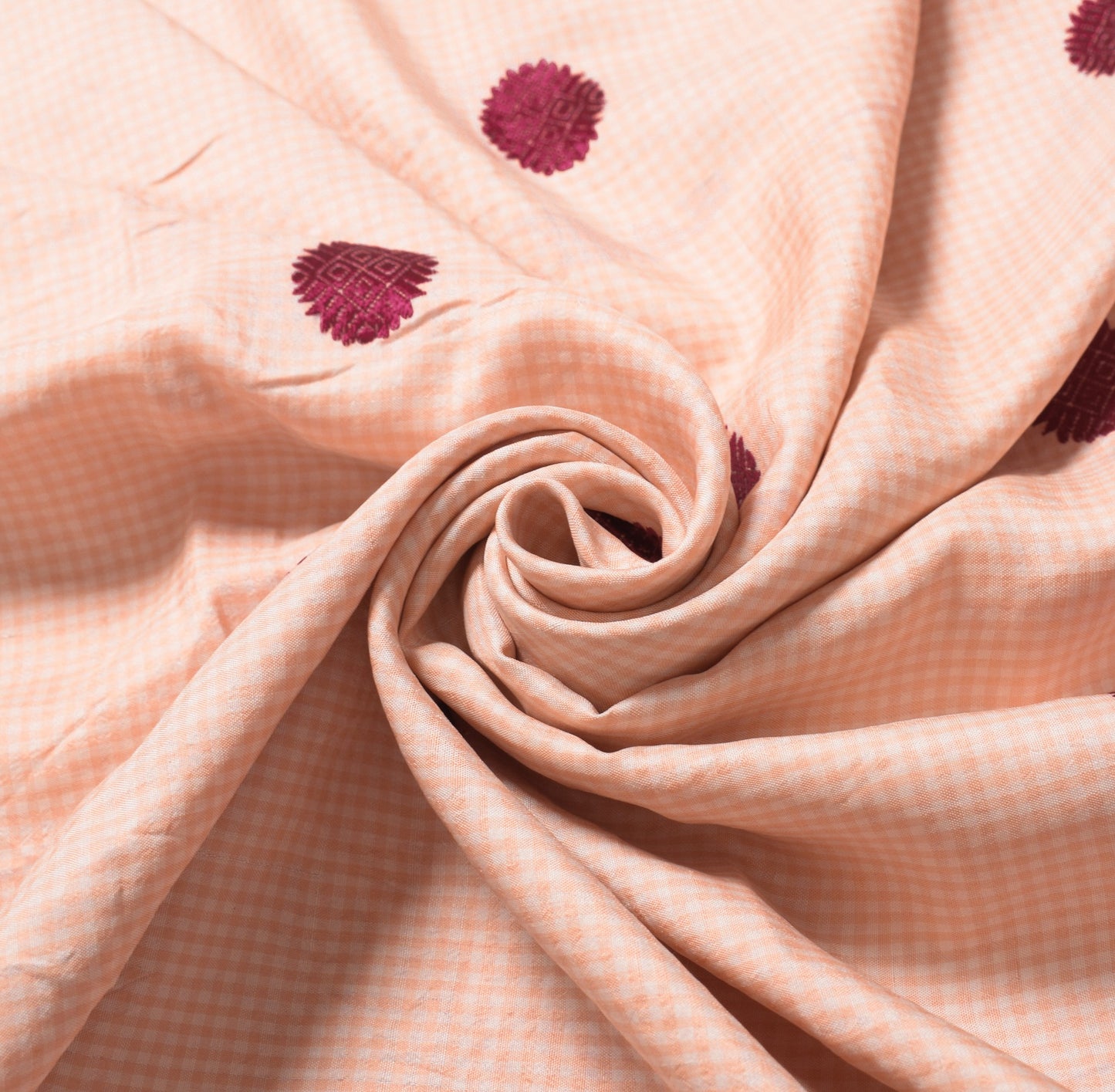 Sushila Vintage Pink Sari Remnant Scrap Hand Woven Phulkari Silk Craft Fabric