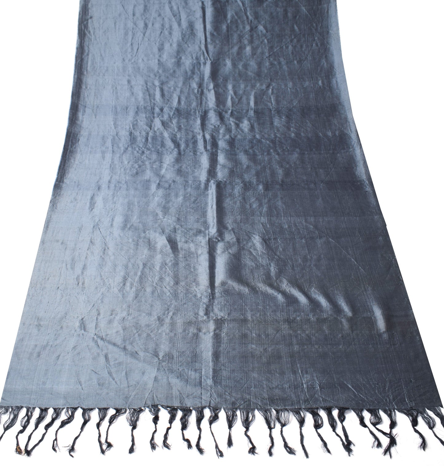 Sushila Vintage Gray Sari Remnant Scrap Dual Tone Pure Silk Soft Craft Fabric