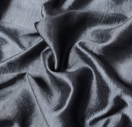 Sushila Vintage Gray Sari Remnant Scrap Dual Tone Pure Silk Soft Craft Fabric