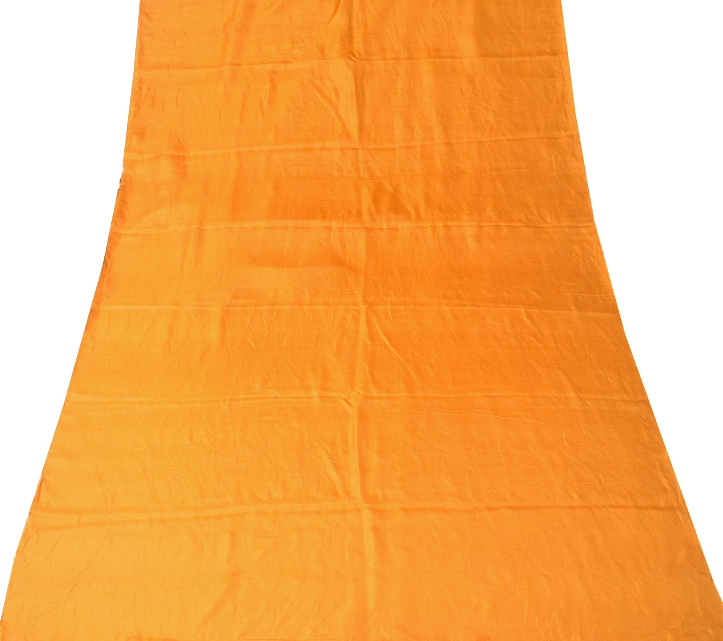 Sushila Vintage Orange Sari Remnant Scrap Multi Purpose Pure Silk Craft Fabric