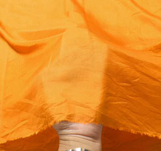 Sushila Vintage Orange Sari Remnant Scrap Multi Purpose Pure Silk Craft Fabric