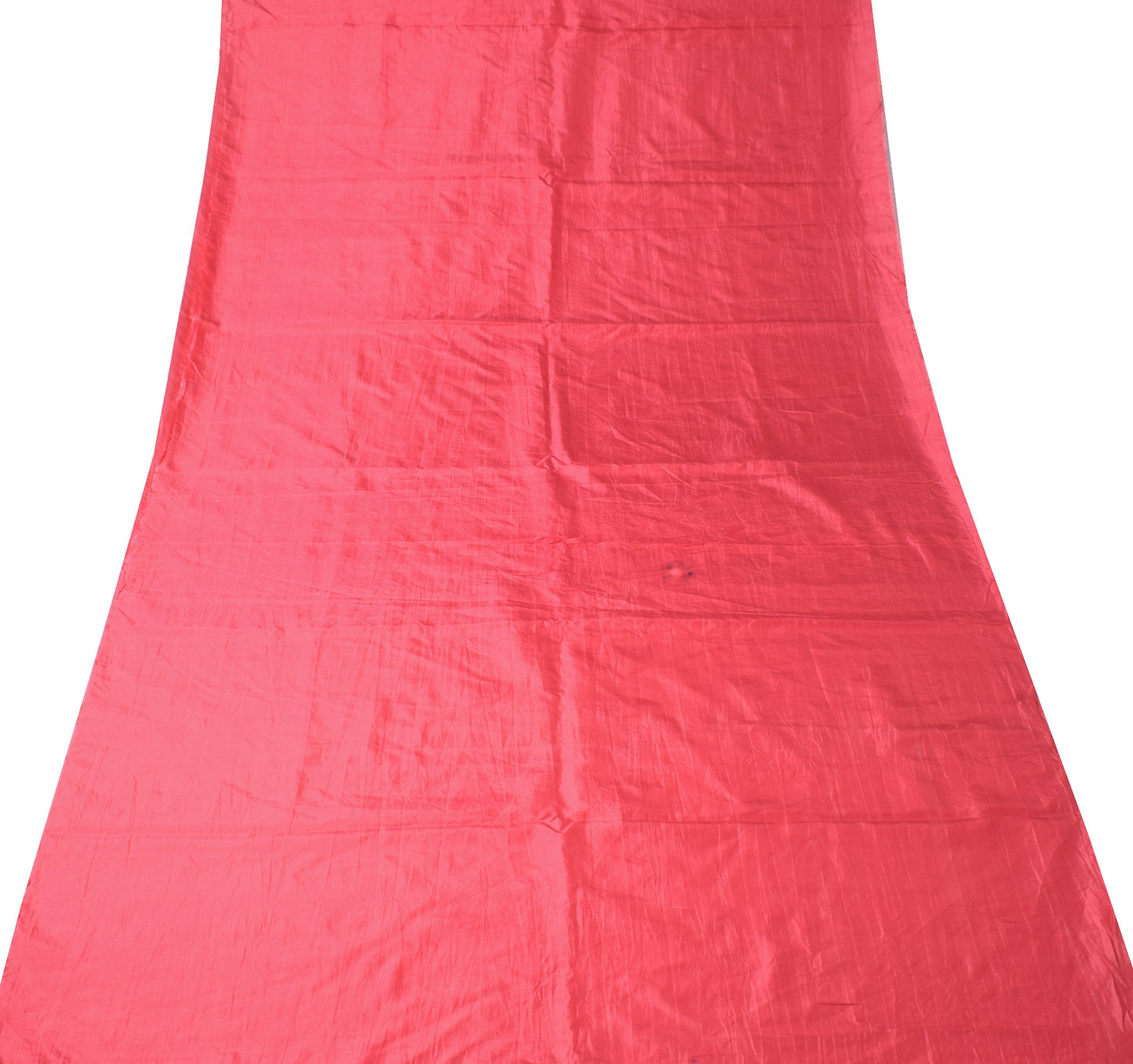 Sushila Vintage Pinkish Red Sari Remnant Scrap Pure Silk Plain Soft Craft Fabric