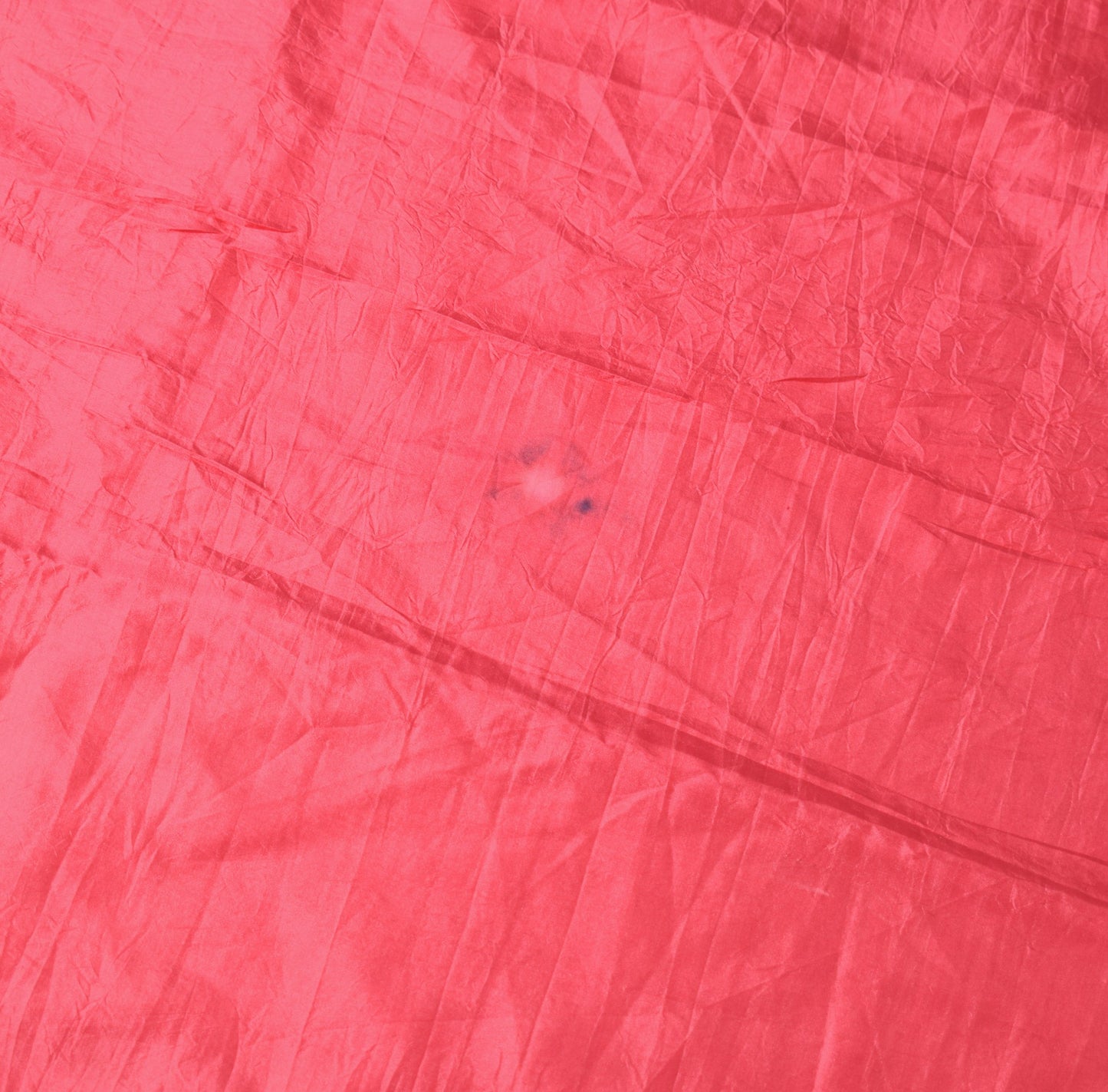 Sushila Vintage Pinkish Red Sari Remnant Scrap Pure Silk Plain Soft Craft Fabric